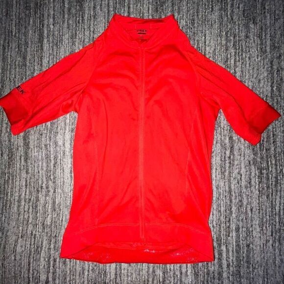 Trek Adult Unisex Size Small Spandex‎ Short Sleeve Cycling Shirt Red Zip Up - Picture 1 of 8